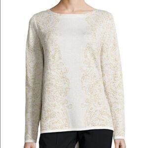Ruby Rd Metallic Paisley Jacquard Sweater